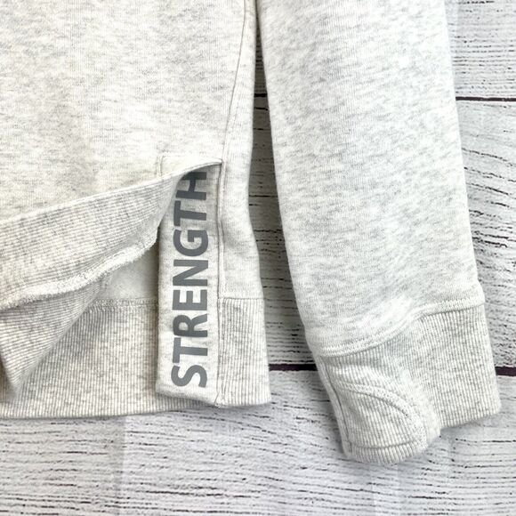 Athleta Girls Strength Funnel Neck Sweat Shirt Oatmeal Heather Slits Size 14 XL - Picture 5 of 8
